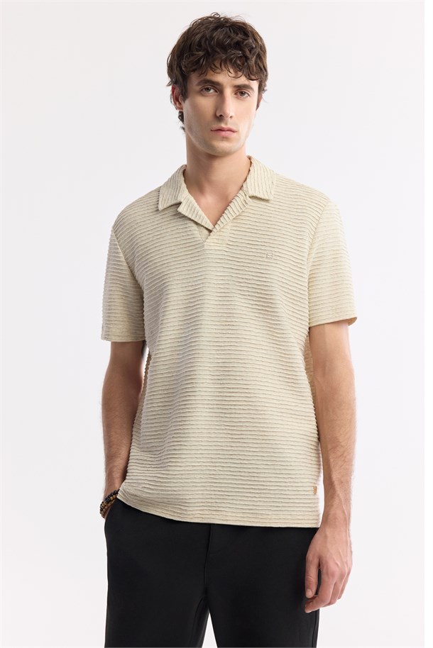 Beige Apaj Collar T-Shirt