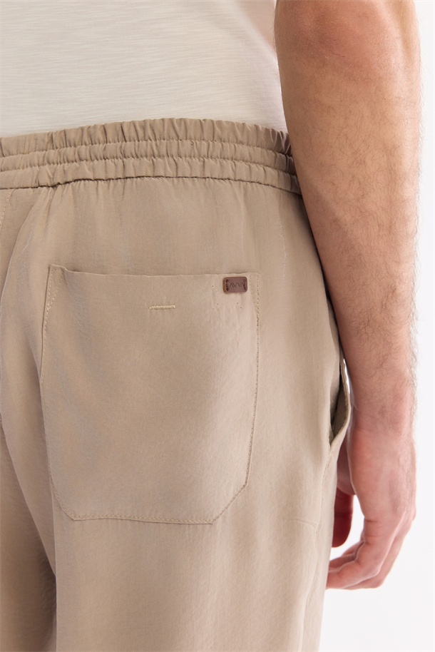 Bej Beli Lastikli Nefes Alan Soft Touch Jogger Pantolon