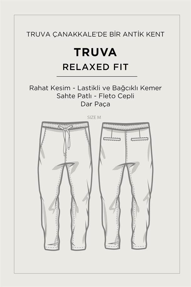 Bej Beli Lastikli Bağcıklı Soft Touch Pantolon