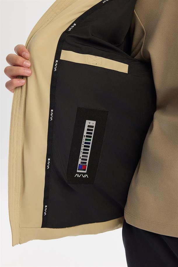 Beige Water Repellent Goose Down Puffer Jacket