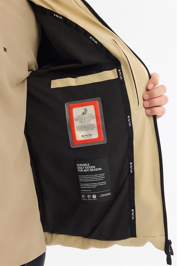 Beige Water Repellent Goose Down Puffer Jacket