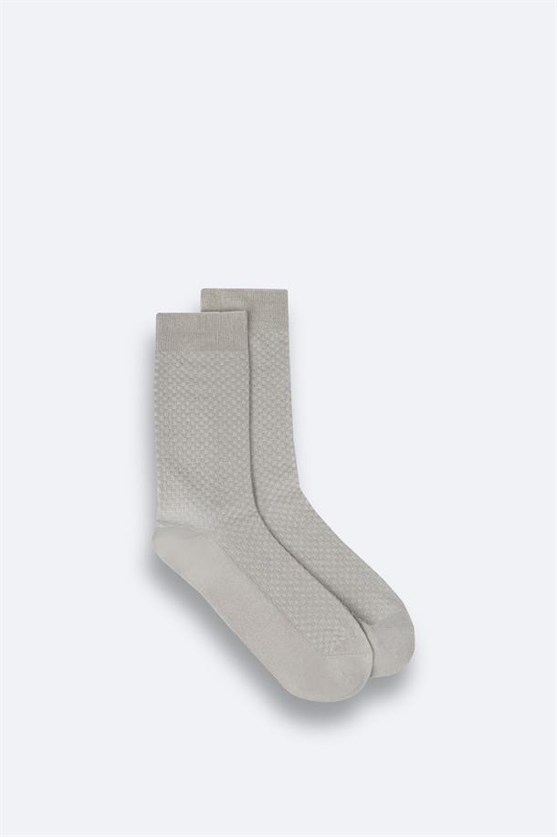Bej Dokulu Bambu Soket Çorap