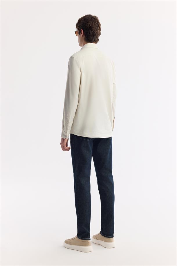 Beige Button-Down Collar 100% Cotton Oxford Shirt