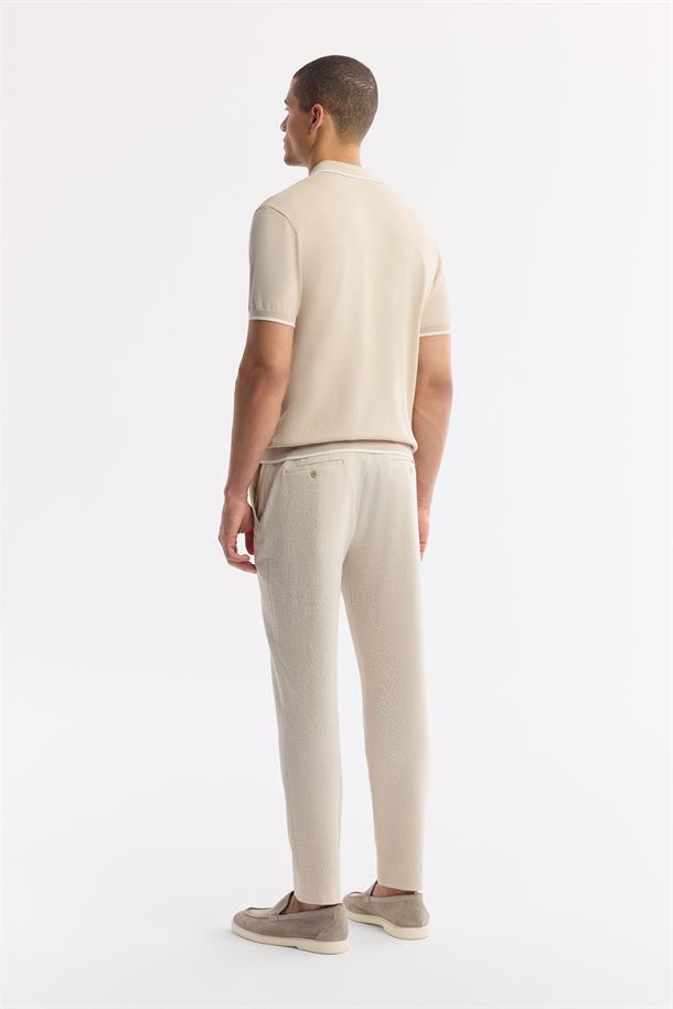 Bej Polo Yaka Rayon Triko T-Shirt