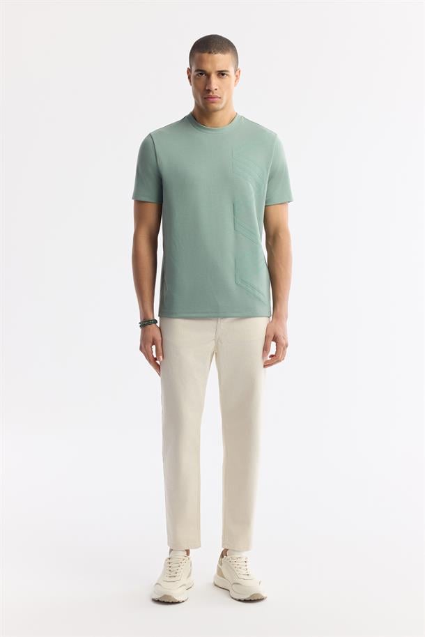 Bej Düz Yıkama Straight Fit Pantolon
