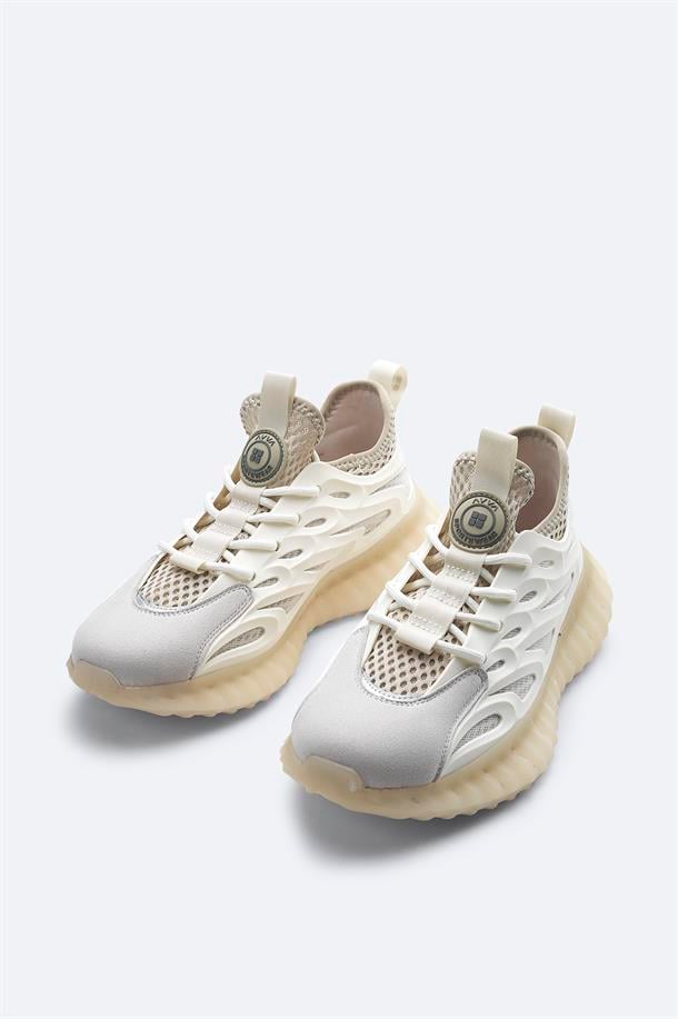 Bej Nefes Alan Hafif Sneaker Ayakkabı