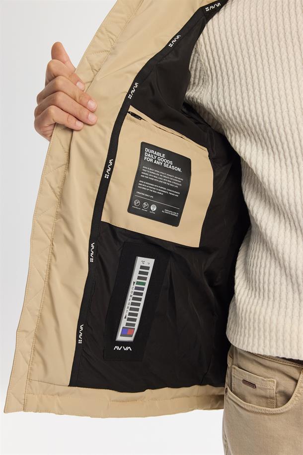 Beige Hooded Goose Down Puffer Jacket