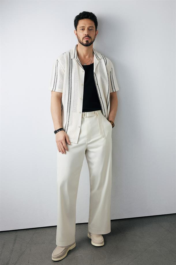 Bej Klasik Bel  Pamuklu Pantolon