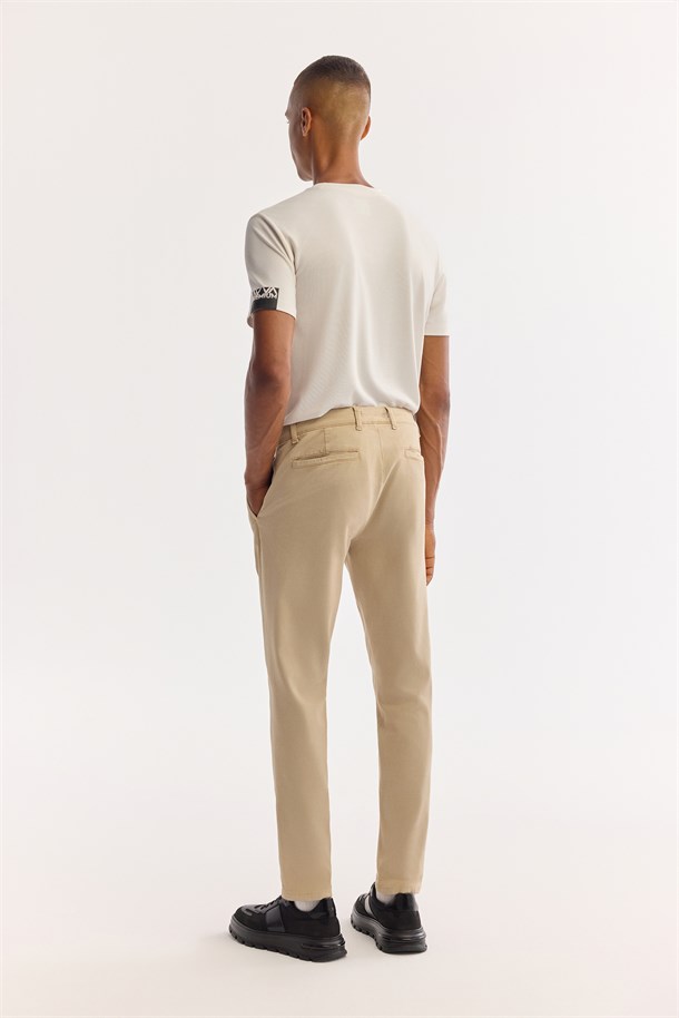 Beige Classic Waist Soft Touch Chino Pants