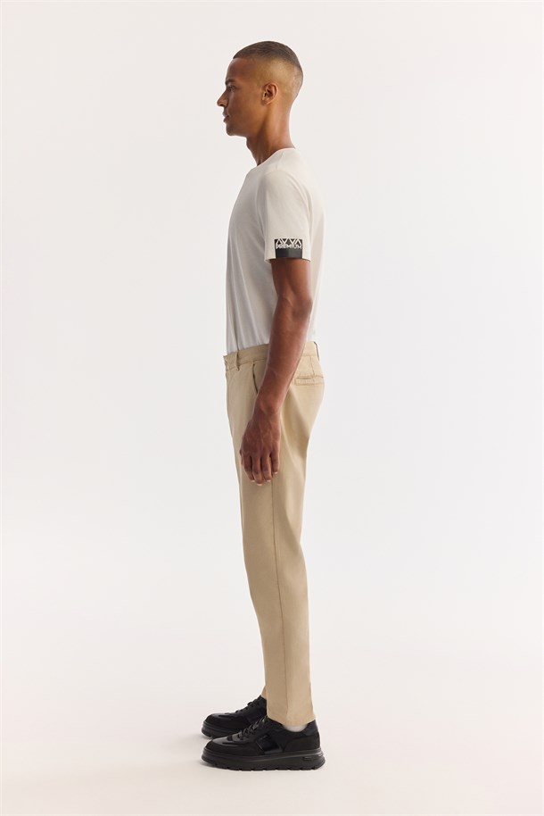 Beige Classic Waist Soft Touch Chino Pants