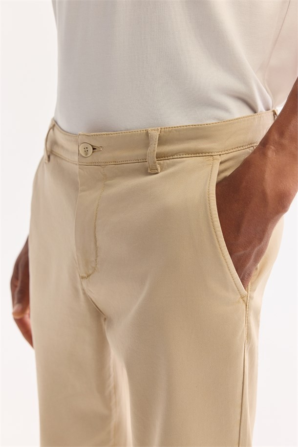 Beige Classic Waist Soft Touch Chino Pants