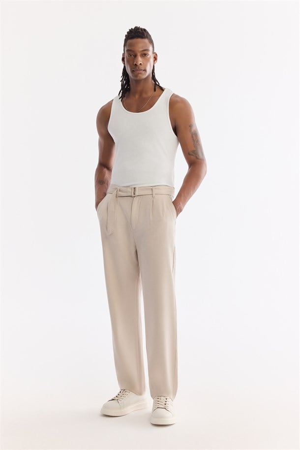 Bej Klasik Bel Soft Touch Pantolon