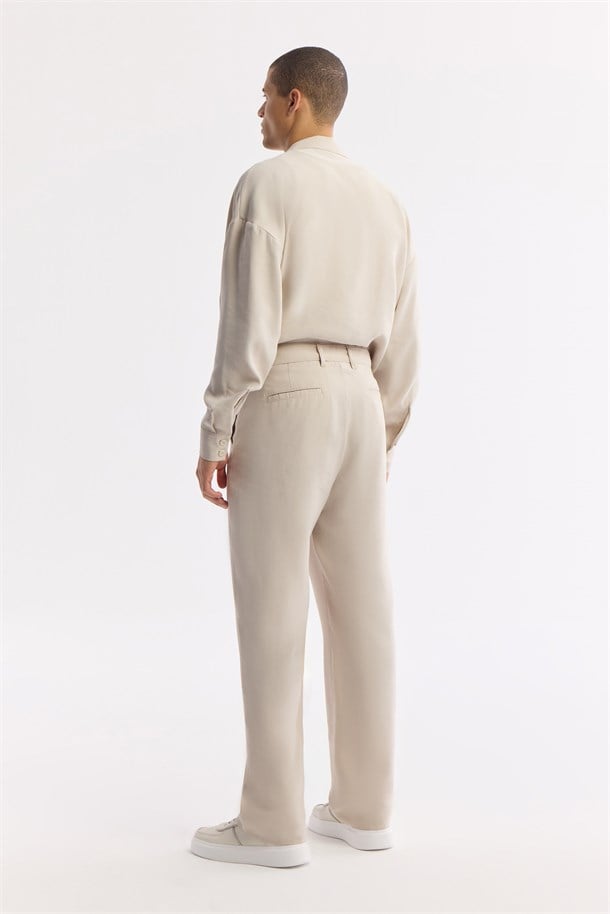Bej Klasik Bel Toka Detaylı Soft Touch Pantolon