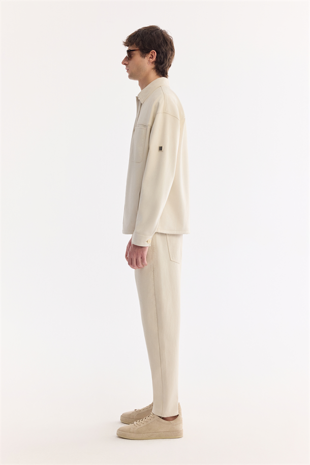 Bej Klasik Yaka Süet Dokulu Mevsimlik Mont