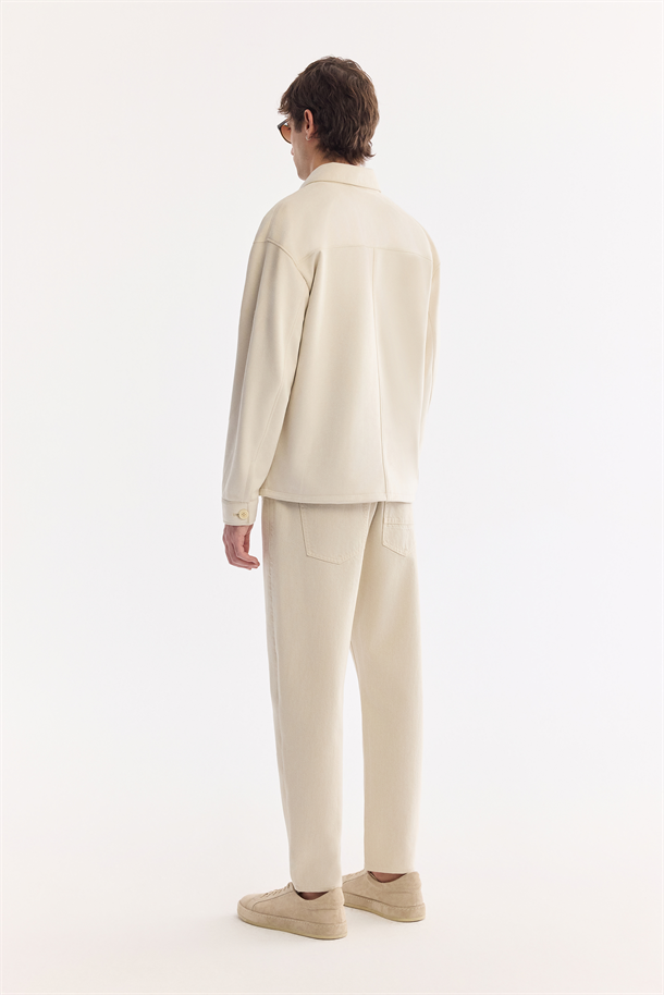 Bej Klasik Yaka Süet Dokulu Mevsimlik Mont