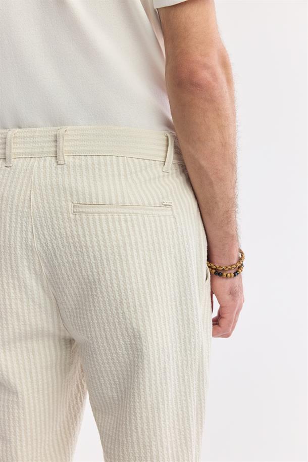 Bej Klasik Bel Viskon Karışımlı Gofreli Pantolon