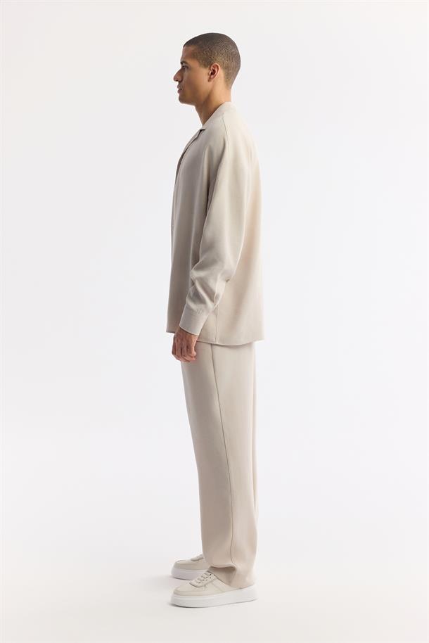 Bej Apaj Yaka Soft Touch Gömlek