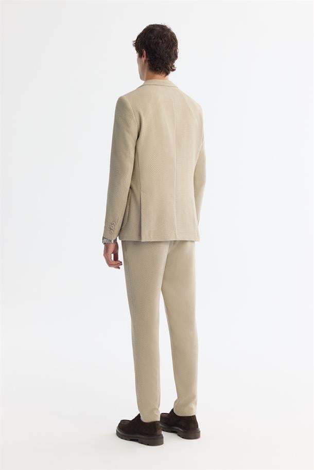 Bej Mono Yaka Bi-Stretch Blazer Ceket