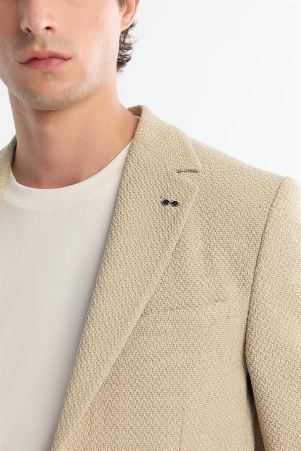 Bej Mono Yaka Bi-Stretch Blazer Ceket