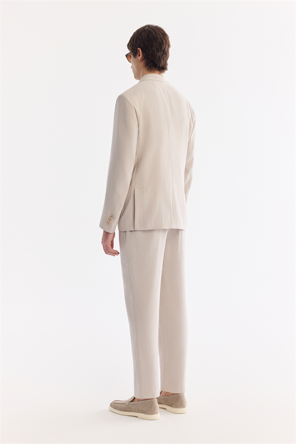 Bej Mono Yaka Astarsız Soft Touch Ceket