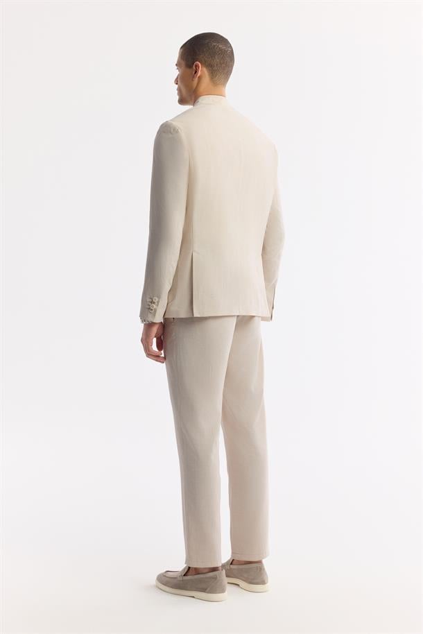 Bej Mono Yaka Hafif Soft Touch Blazer Ceket