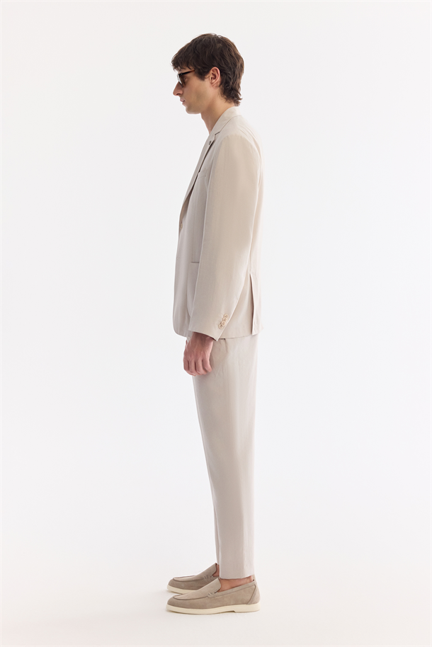 Bej Mono Yaka Astarsız Soft Touch Ceket