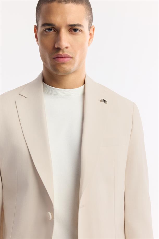 Bej Mono Yaka Hafif Soft Touch Blazer Ceket
