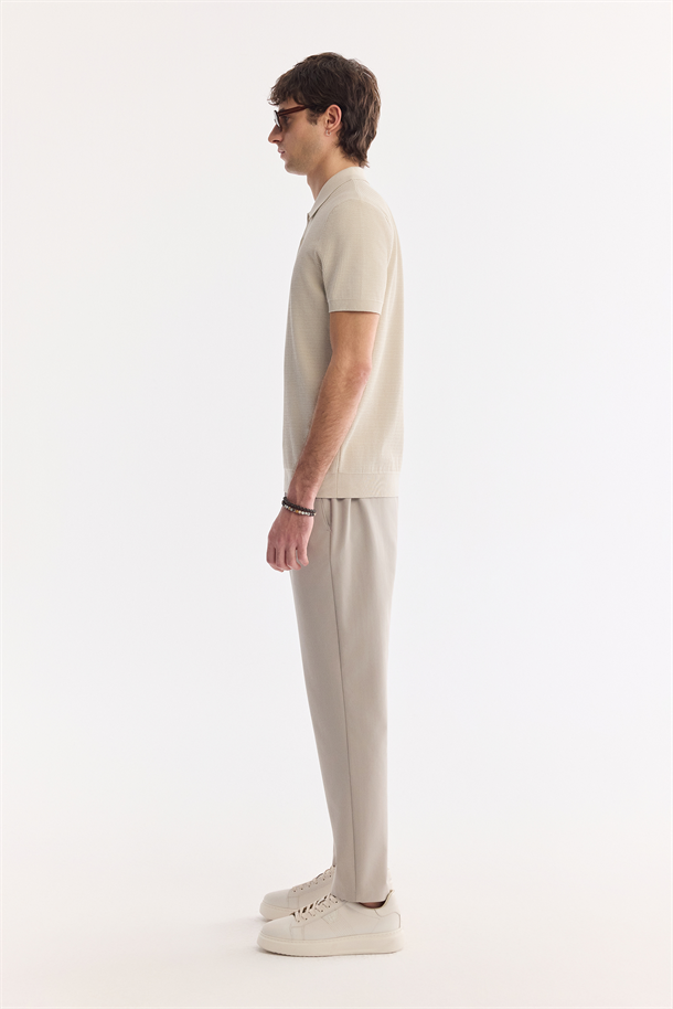 Bej Polo Yaka Soft Touch Triko T-Shirt