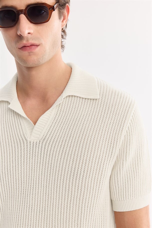 Bej Polo Yaka Soft Touch Triko T-Shirt