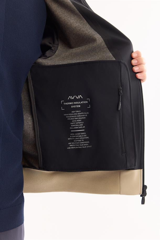 Bej Kapüşonlu Su İtici Rüzgar Geçirmez Hafif Mevsimlik Mont