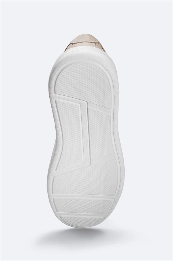 Bej %100 Deri Esnek Taban Hafif Casual Ayakkabı 