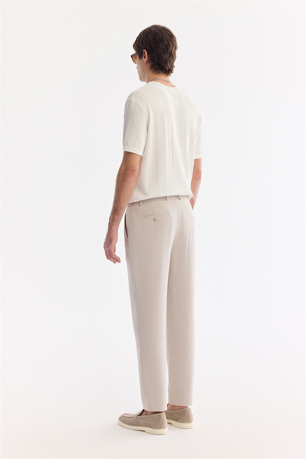 Bej Yanı Lastikli Soft Touch Pantolon