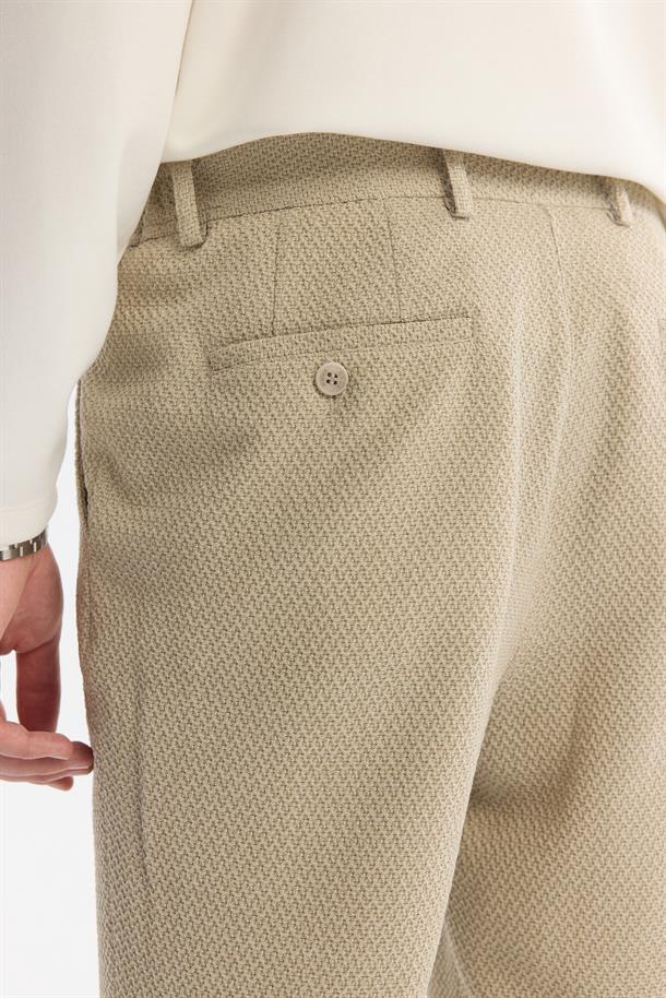 Bej Yandan Cepli Dokulu Bi-Stretch Pantolon