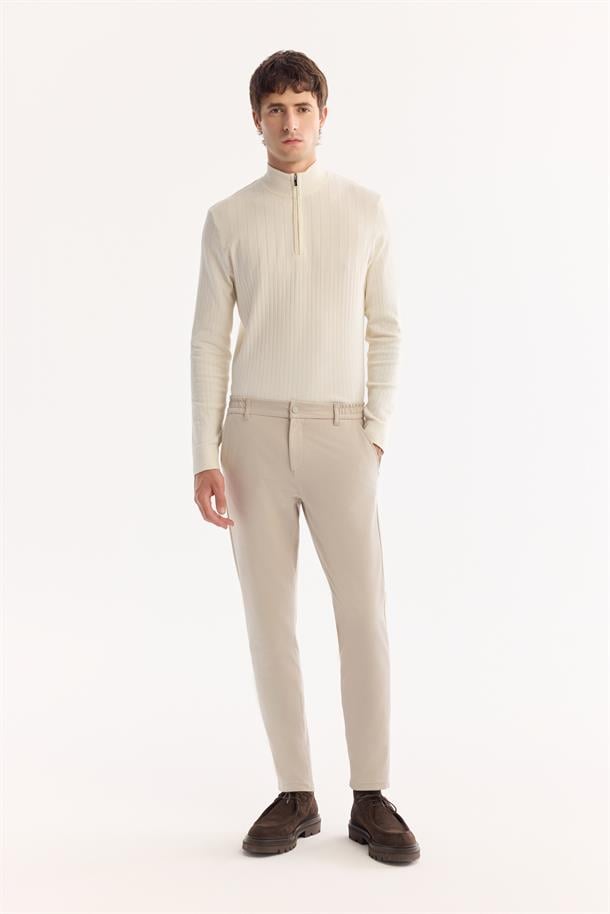 Bej Yanı Lastikli Hızlı Kuruyan Kırışmayan Pantolon