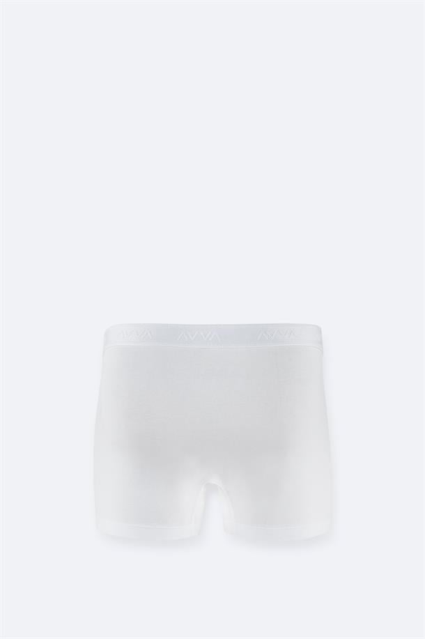 Beyaz Basic Pamuklu Tekli Boxer