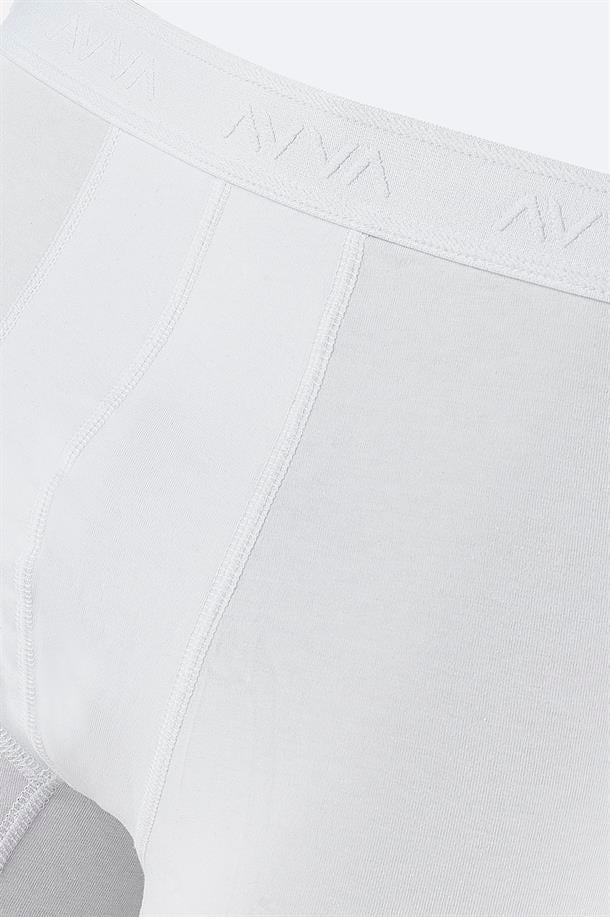 Beyaz Basic Pamuklu Tekli Boxer