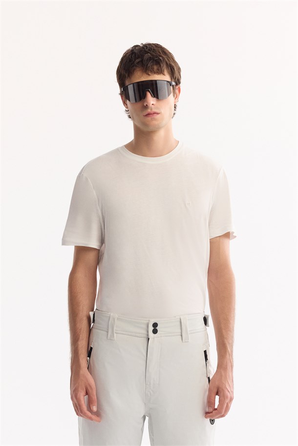 White Snap Waist Water-Repellent Windproof Ski Pants