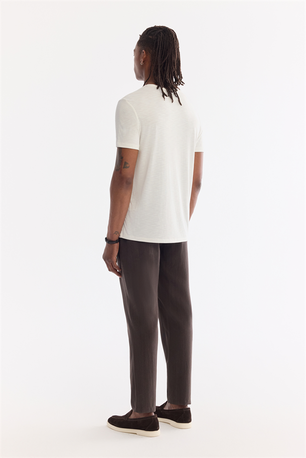 Beyaz Bisiklet Yaka Bi-Stretch Soft Touch Basic T-Shirt