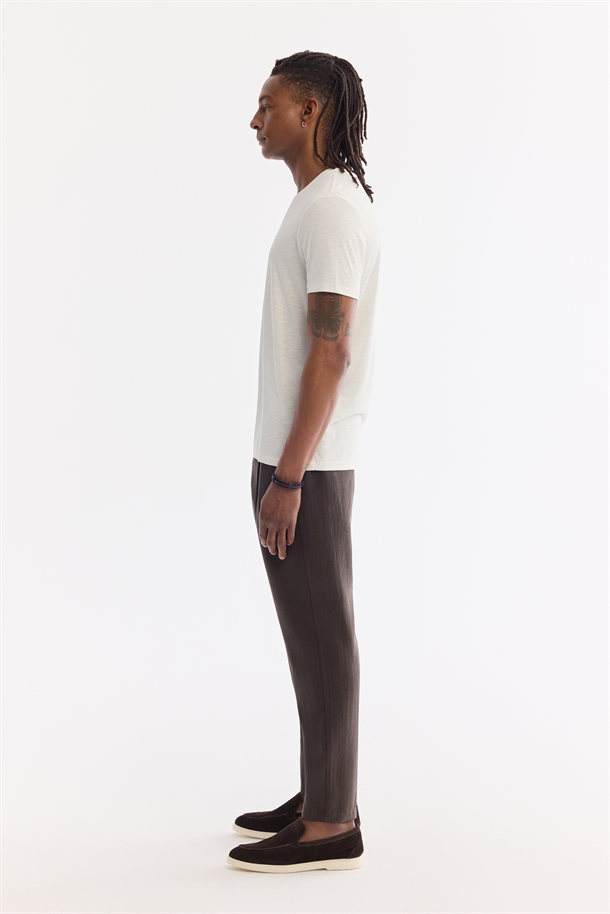 Beyaz Bisiklet Yaka Bi-Stretch Soft Touch Basic T-Shirt