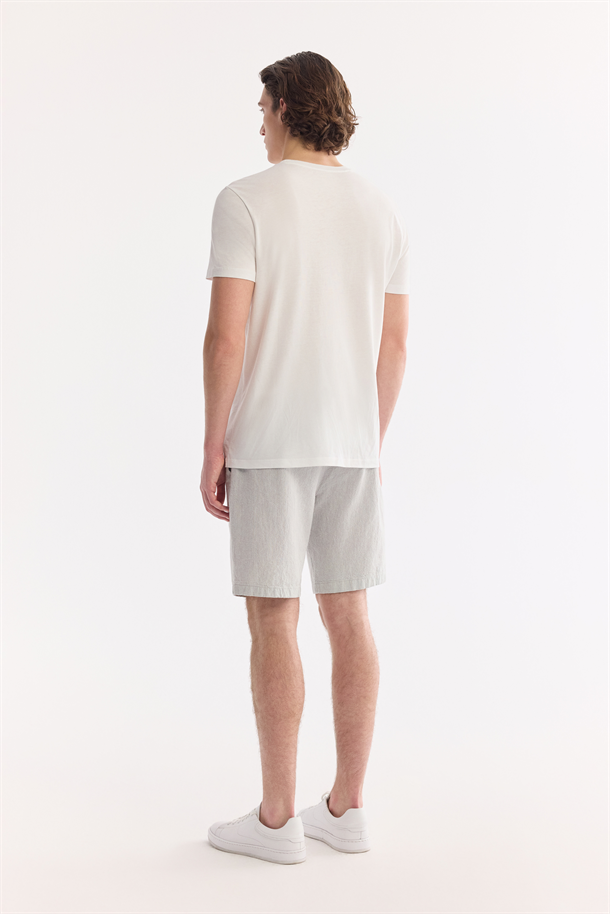 Beyaz Bisiklet Yaka Soft Touch Basic T-Shirt