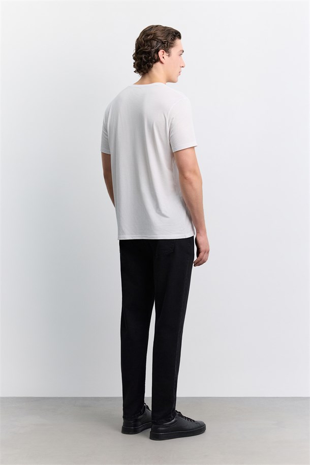 Beyaz Bisiklet Yaka Soft Touch Basic T-Shirt
