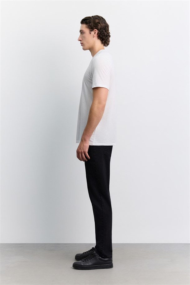 Beyaz Bisiklet Yaka Soft Touch Basic T-Shirt