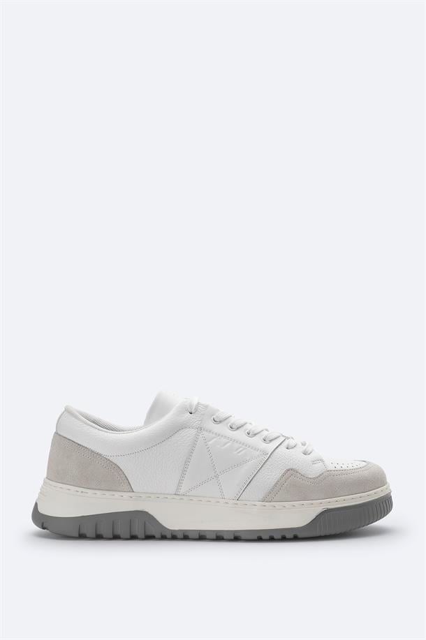 Beyaz %100 Deri Esnek Taban Hafif Casual Ayakkabı 