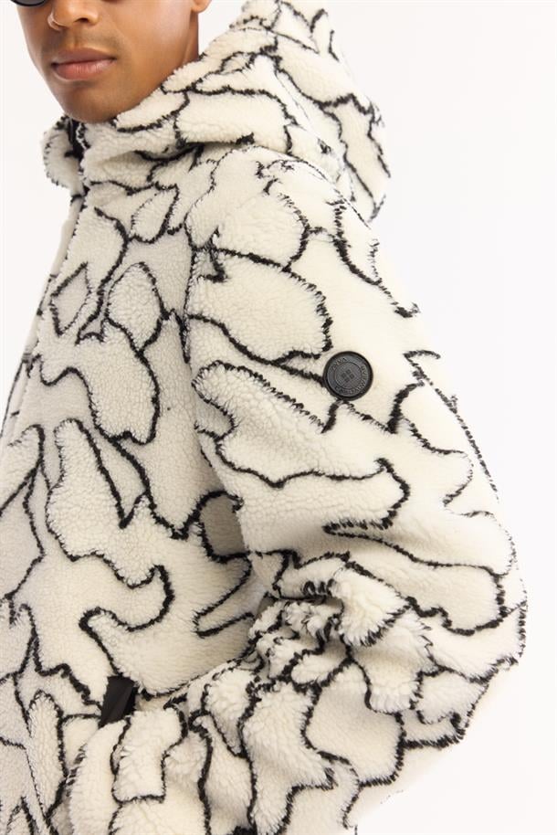 White Reversible Hooded Windproof Plush Jacket