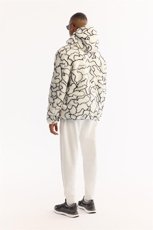 White Reversible Hooded Windproof Plush Jacket