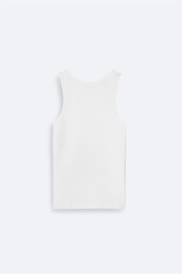 Beyaz Pamuklu Basic Atlet