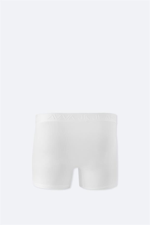 Beyaz Basic Pamuklu Tekli Boxer