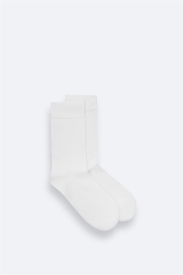 Beyaz Pamuklu  Soket Çorap