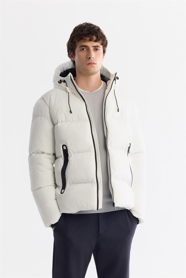 White Hooded Padded Jacket