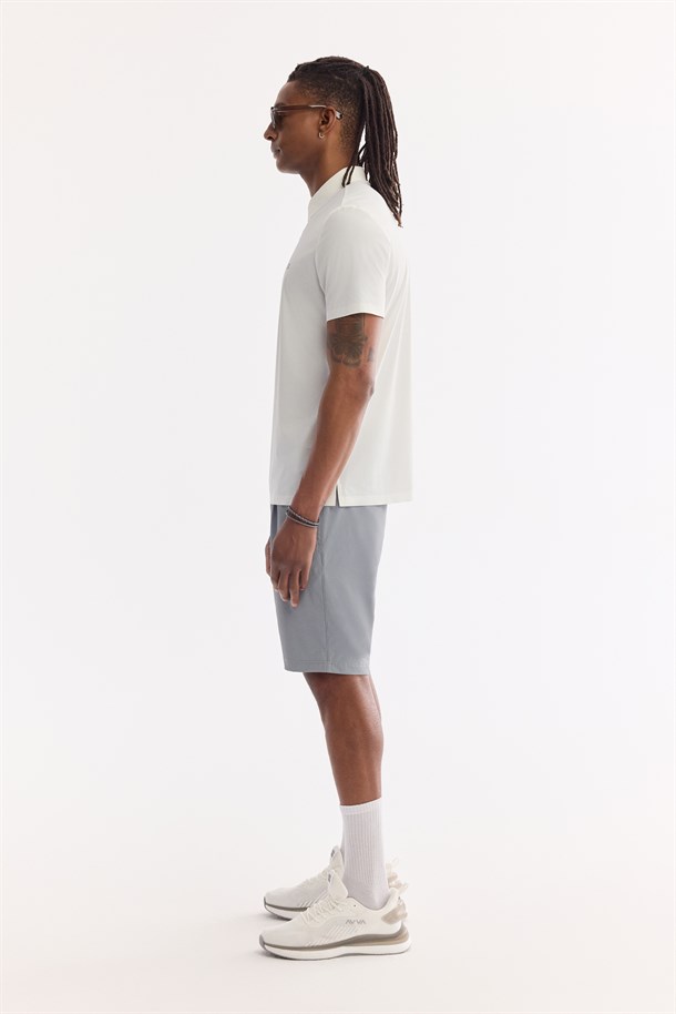 Beyaz Kıvrılmaz Polo Yaka Kırışmaz Hızlı Kuruyan Teknik Kumaş T-Shirt